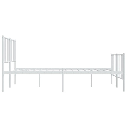 Metal Bed Frame with Headboard and Footboard White 180x200 cm Super King