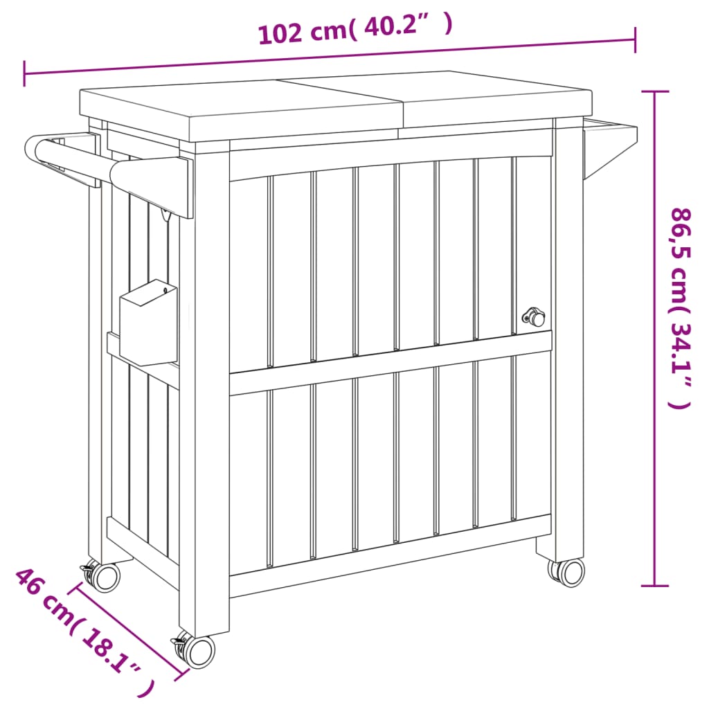 3-in-1 Serving Cart Black Polypropylene