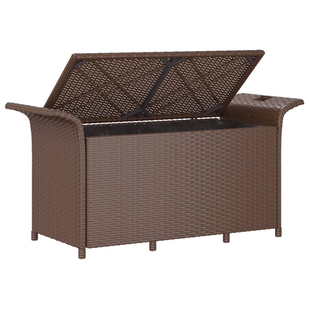 Garden Bench with Cushion Brown 116x46x57 cm Poly Rattan