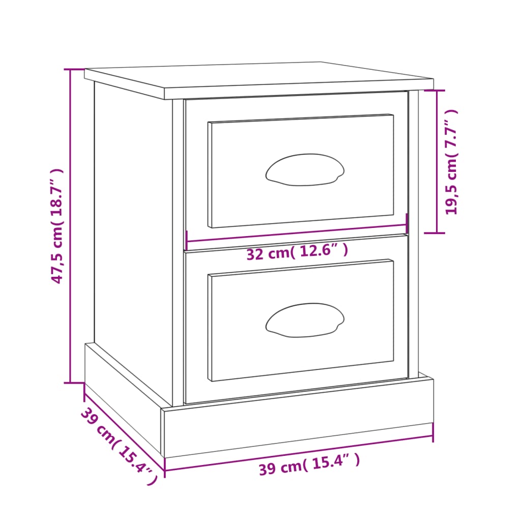 Bedside Cabinet Sonoma Oak 39x39x47.5 cm Engineered Wood