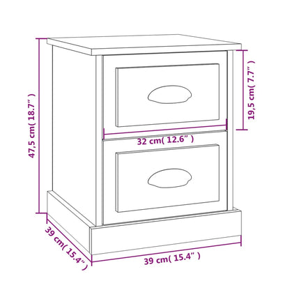 Bedside Cabinets 2 pcs Brown Oak 39x39x47.5 cm Engineered Wood