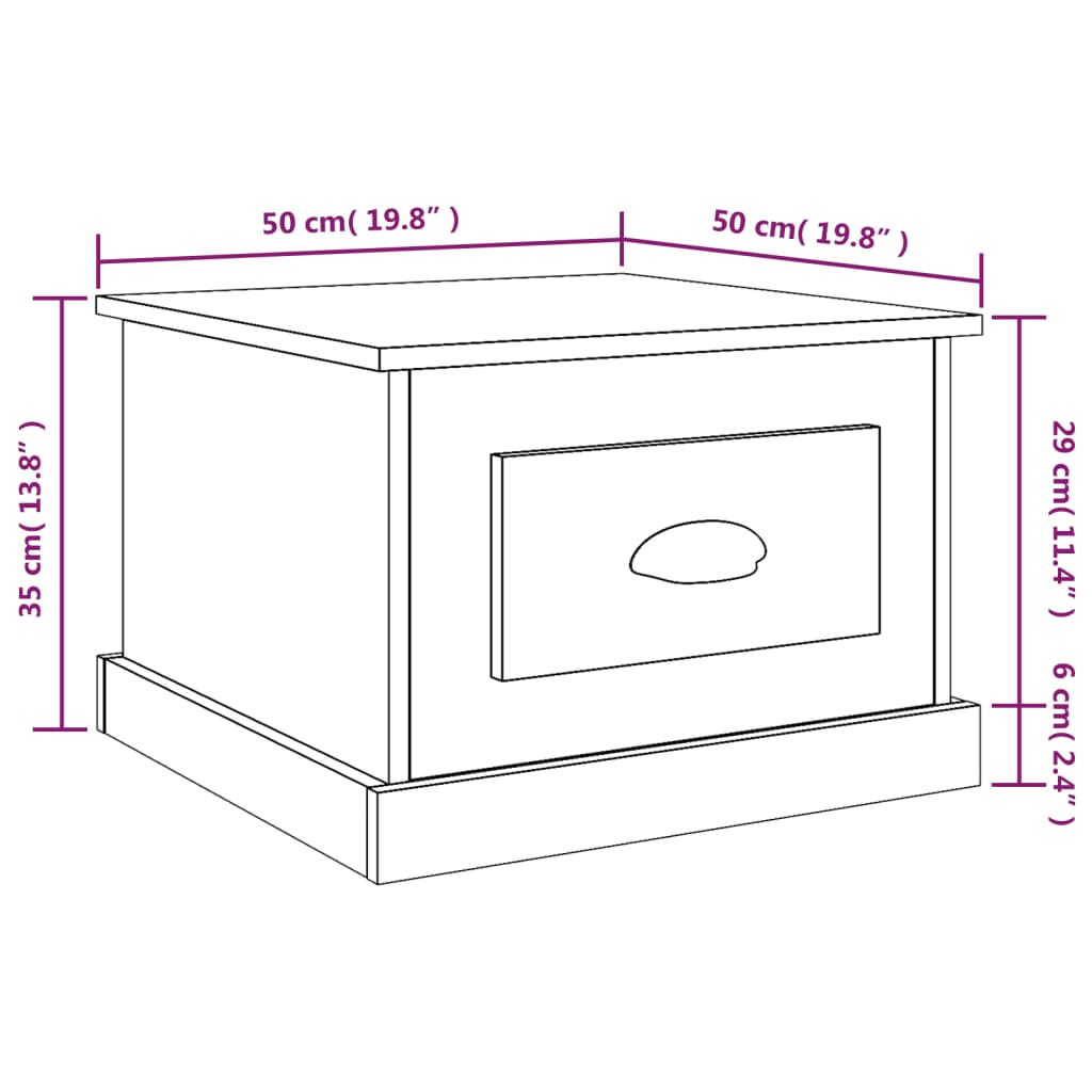 Coffee Table White 50x50x35 cm Engineered Wood