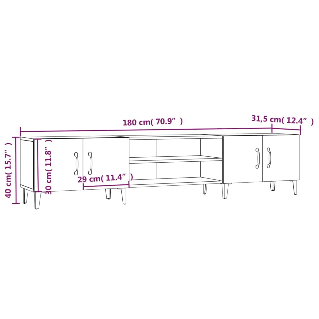 TV Cabinet Sonoma Oak 180x31.5x40 cm Engineered Wood