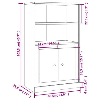 Highboard White 60x35.5x103.5 cm Engineered Wood