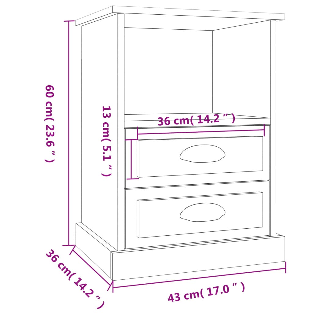 Bedside Cabinets 2 pcs Brown Oak 43x36x60 cm