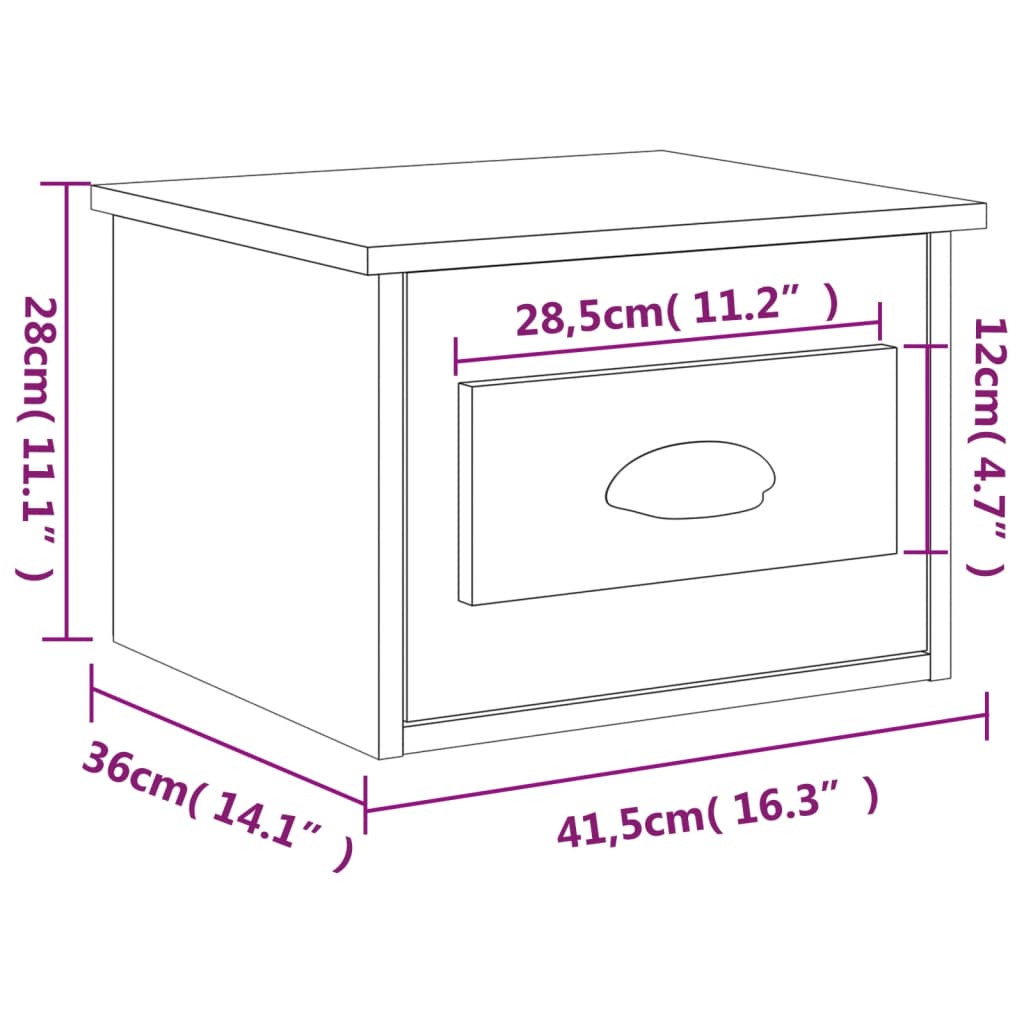 Wall-mounted Bedside Cabinets 2 pcs Grey Sonoma 41.5x36x28cm