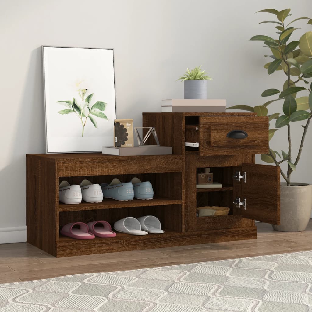 Shoe Cabinet Brown Oak 100x42x60 cm Engineered Wood