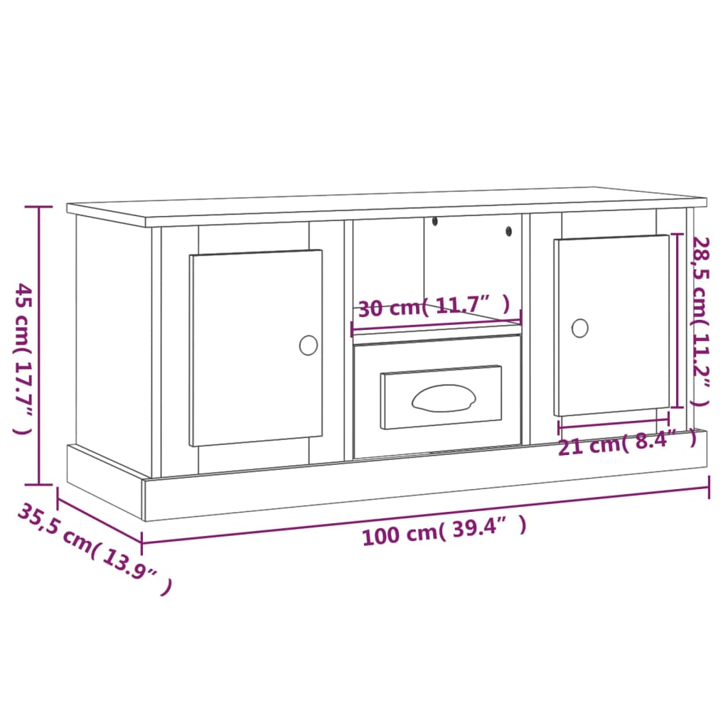 TV Cabinet Brown Oak 100x35.5x45 cm Engineered Wood