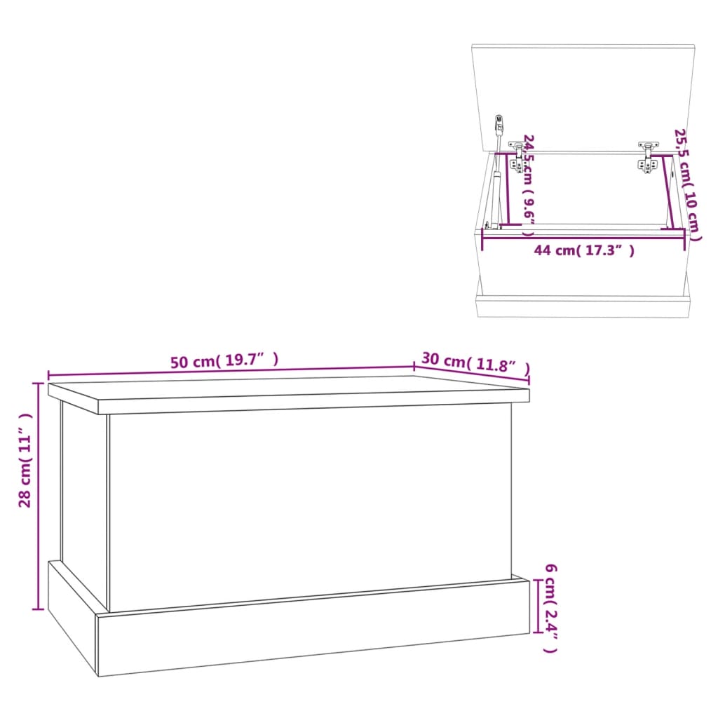 Storage Box Sonoma Oak 50x30x28 cm Engineered Wood