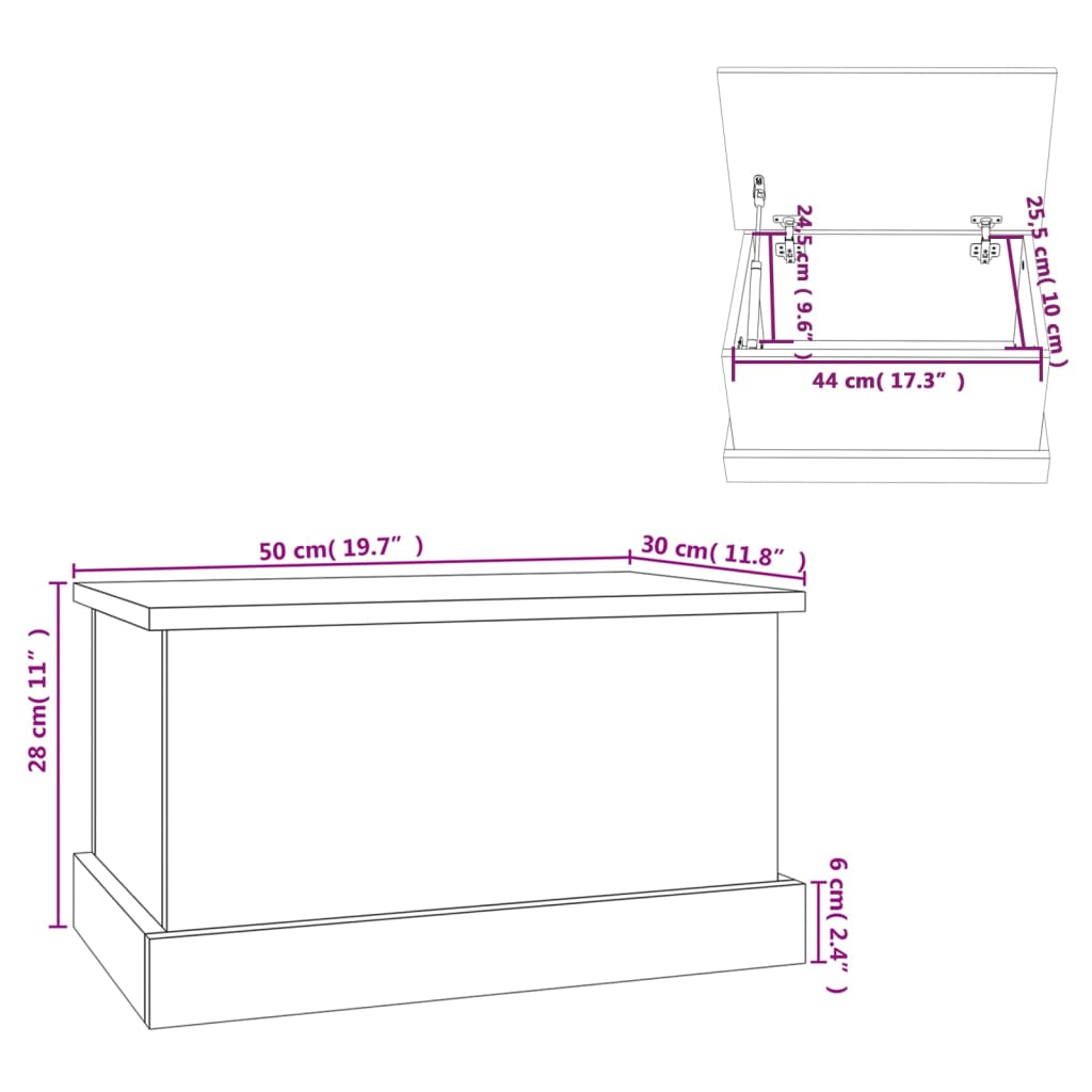 Storage Box Concrete Grey 50x30x28 cm Engineered Wood