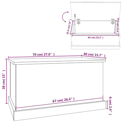 Storage Box White 70x40x38 cm Engineered Wood