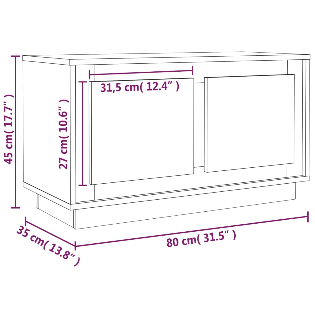 TV Cabinet Grey Sonoma 80x35x45 cm Engineered Wood