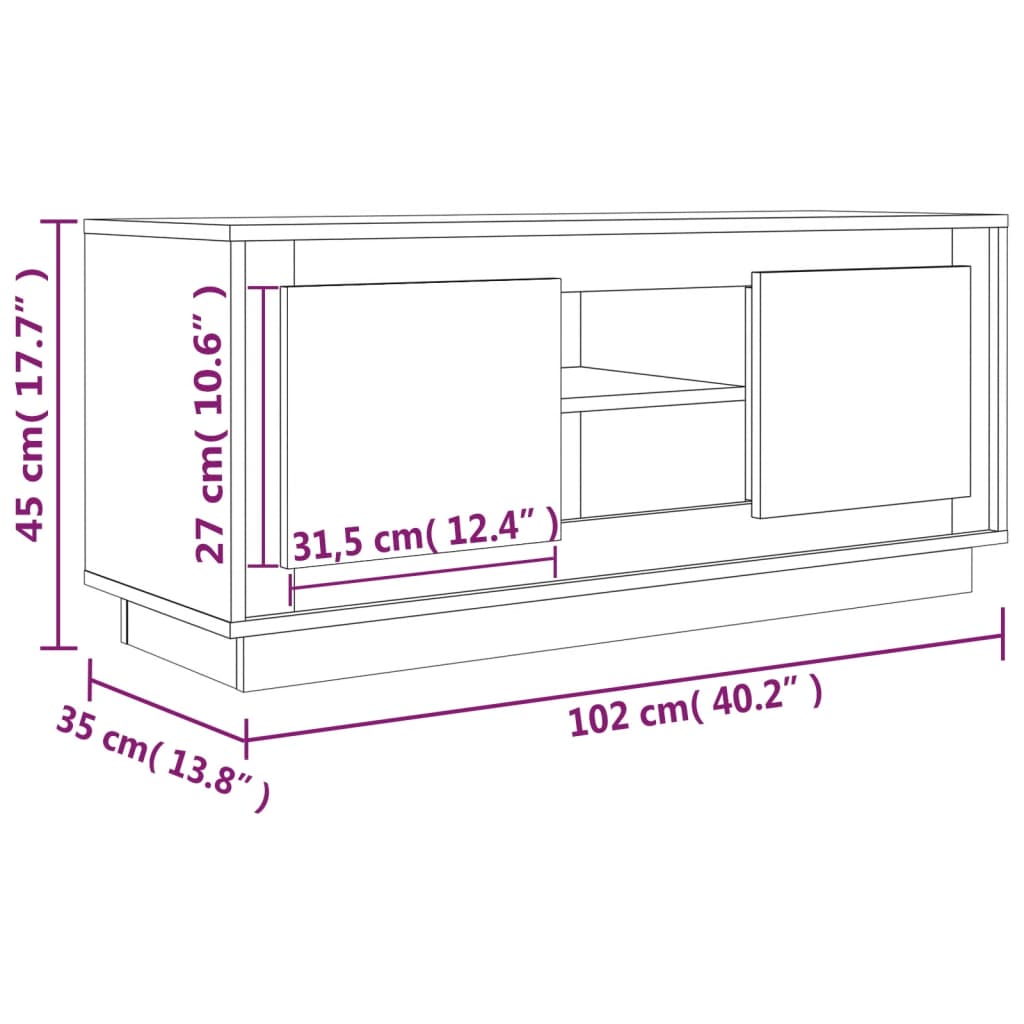 TV Cabinet Sonoma Oak 102x35x45 cm Engineered Wood