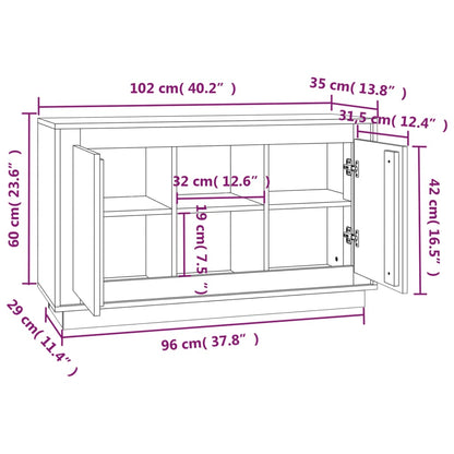 Sideboard Grey Sonona 102x35x60 cm Engineered Wood