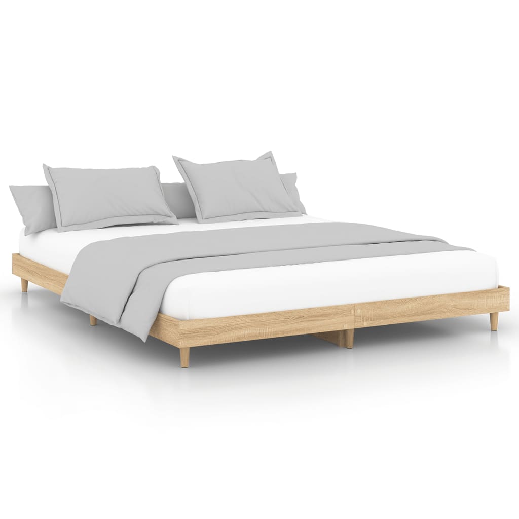 Bed Frame Sonoma Oak 200x200 cm Engineered Wood