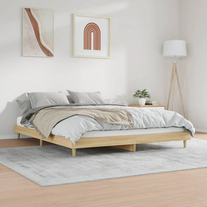 Bed Frame Sonoma Oak 200x200 cm Engineered Wood