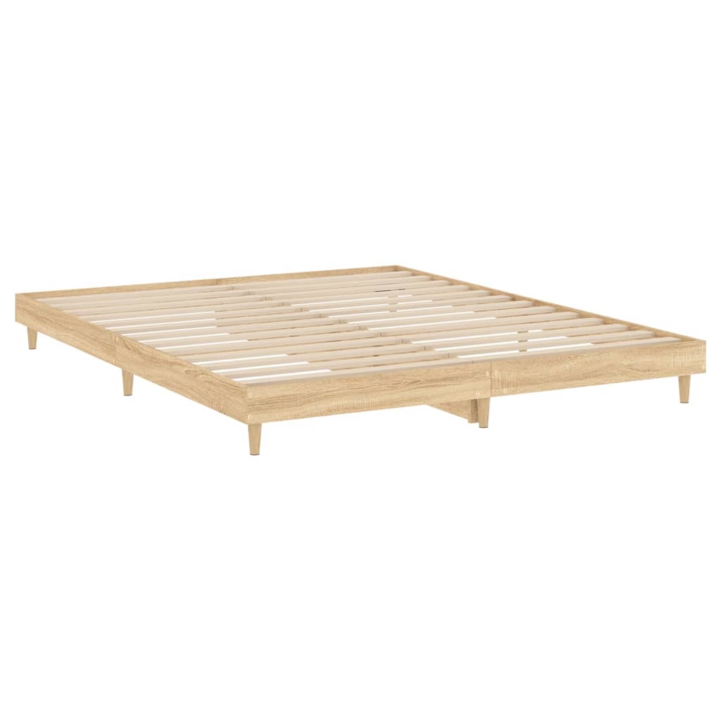 Bed Frame Sonoma Oak 200x200 cm Engineered Wood