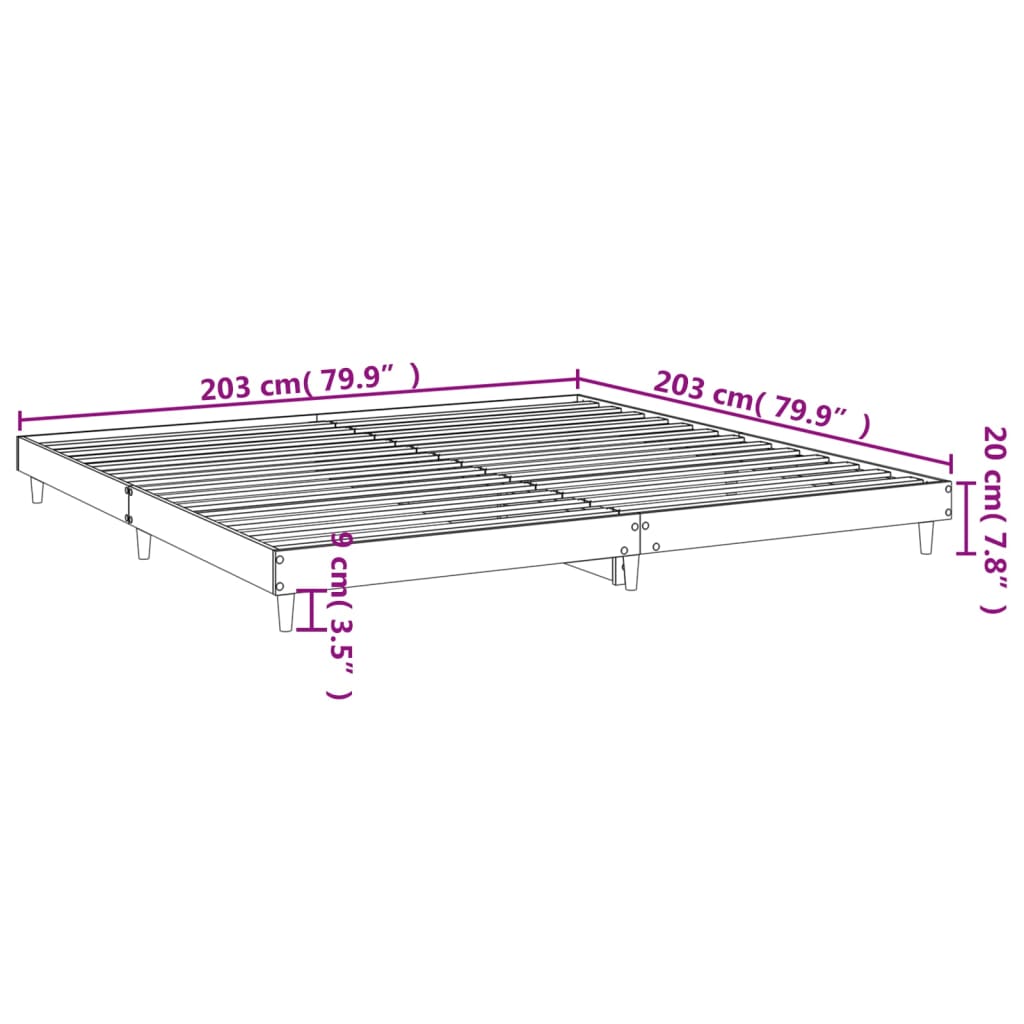 Bed Frame Sonoma Oak 200x200 cm Engineered Wood