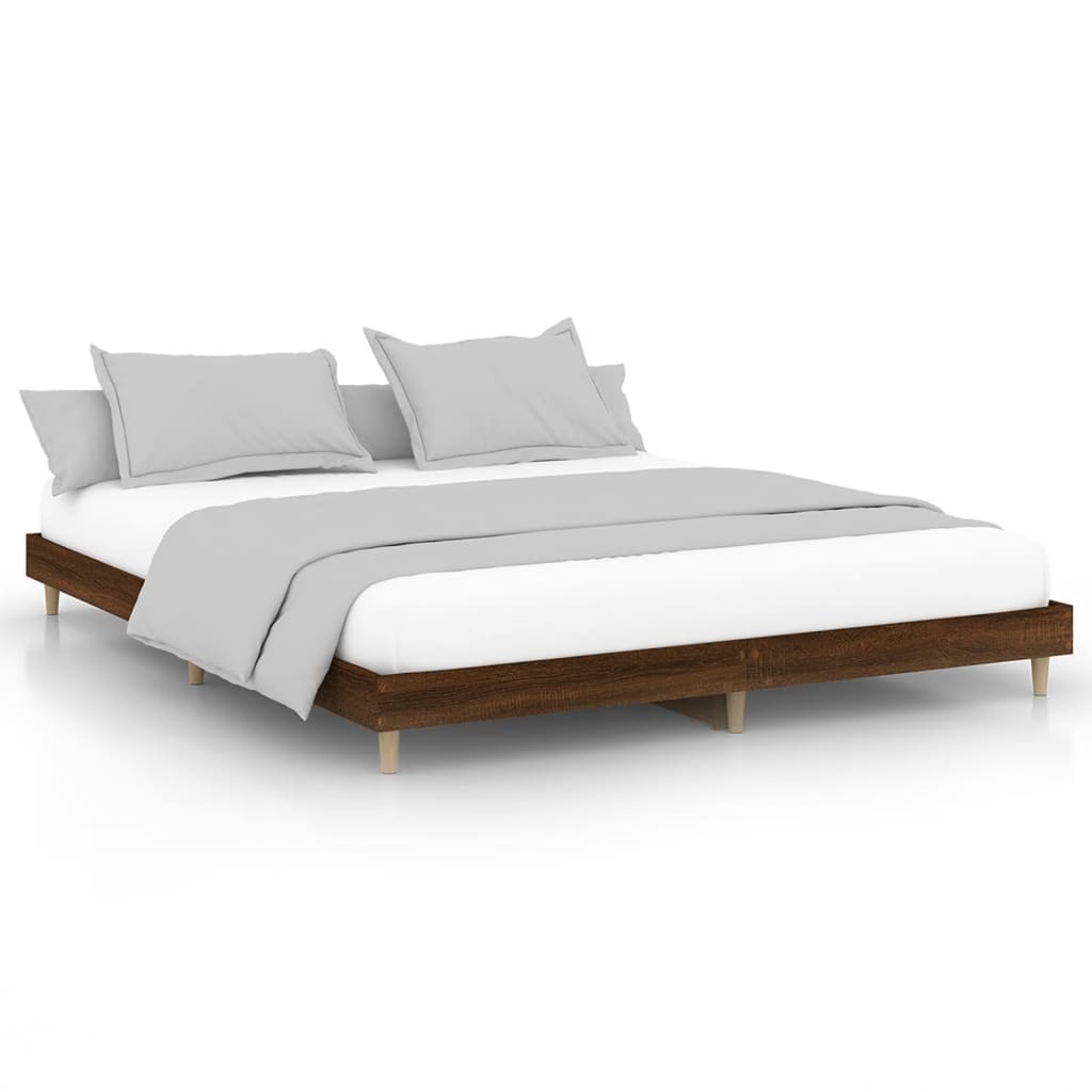 Bed Frame Brown Oak 200x200 cm Engineered Wood