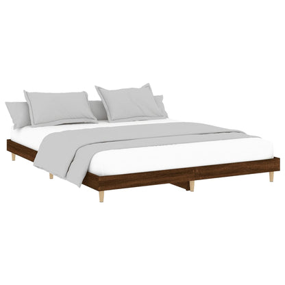 Bed Frame Brown Oak 200x200 cm Engineered Wood