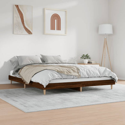 Bed Frame Brown Oak 200x200 cm Engineered Wood