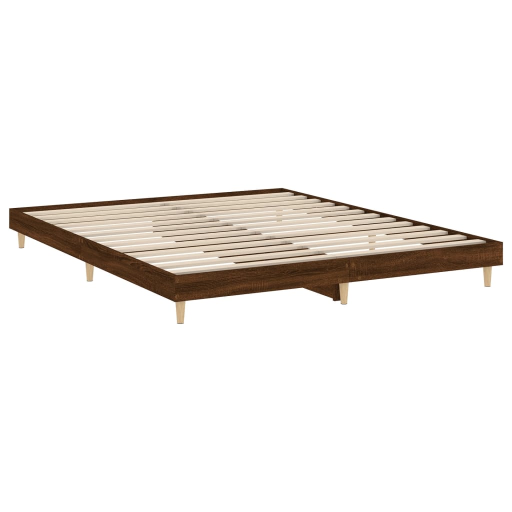 Bed Frame Brown Oak 200x200 cm Engineered Wood