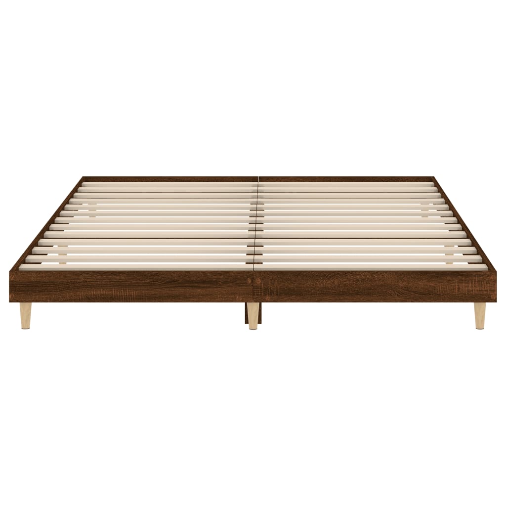 Bed Frame Brown Oak 200x200 cm Engineered Wood