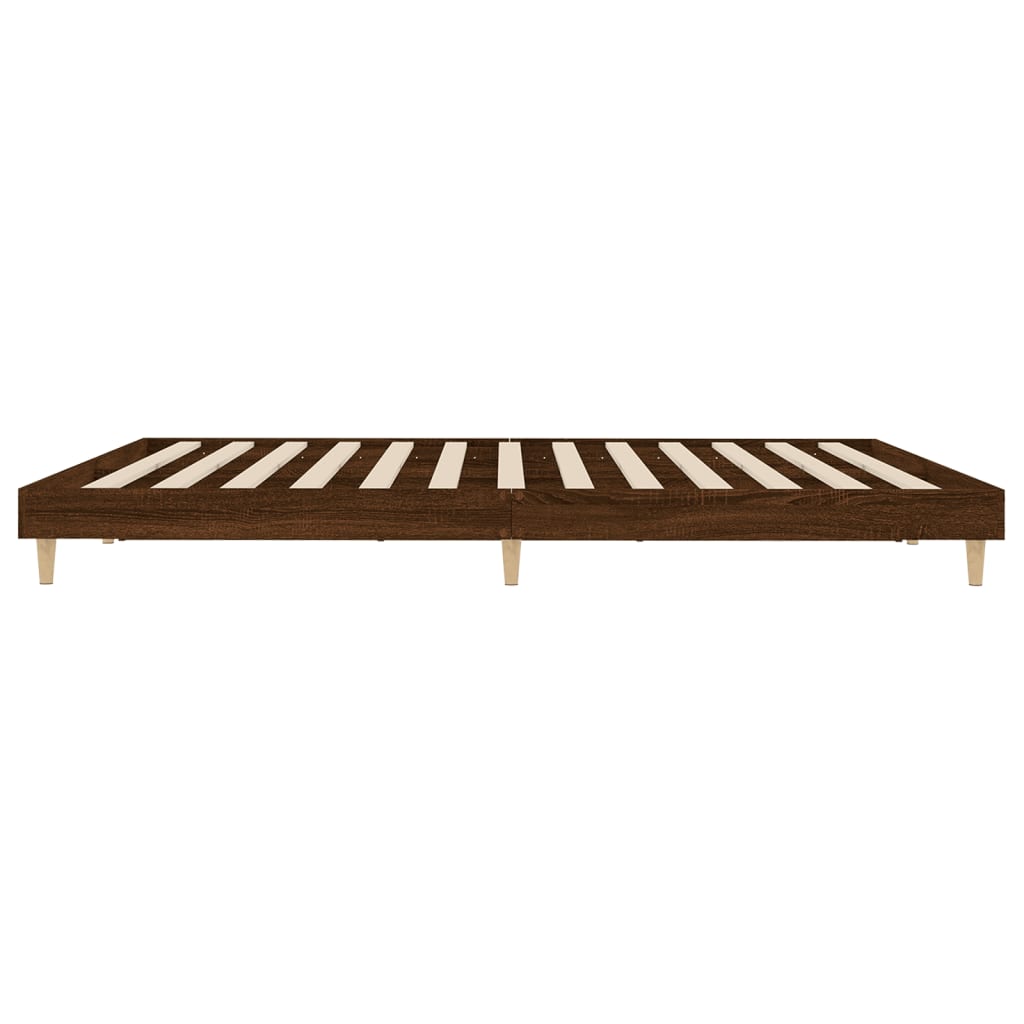 Bed Frame Brown Oak 200x200 cm Engineered Wood