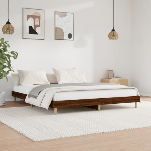 Bed Frame Brown Oak 200x200 cm Engineered Wood