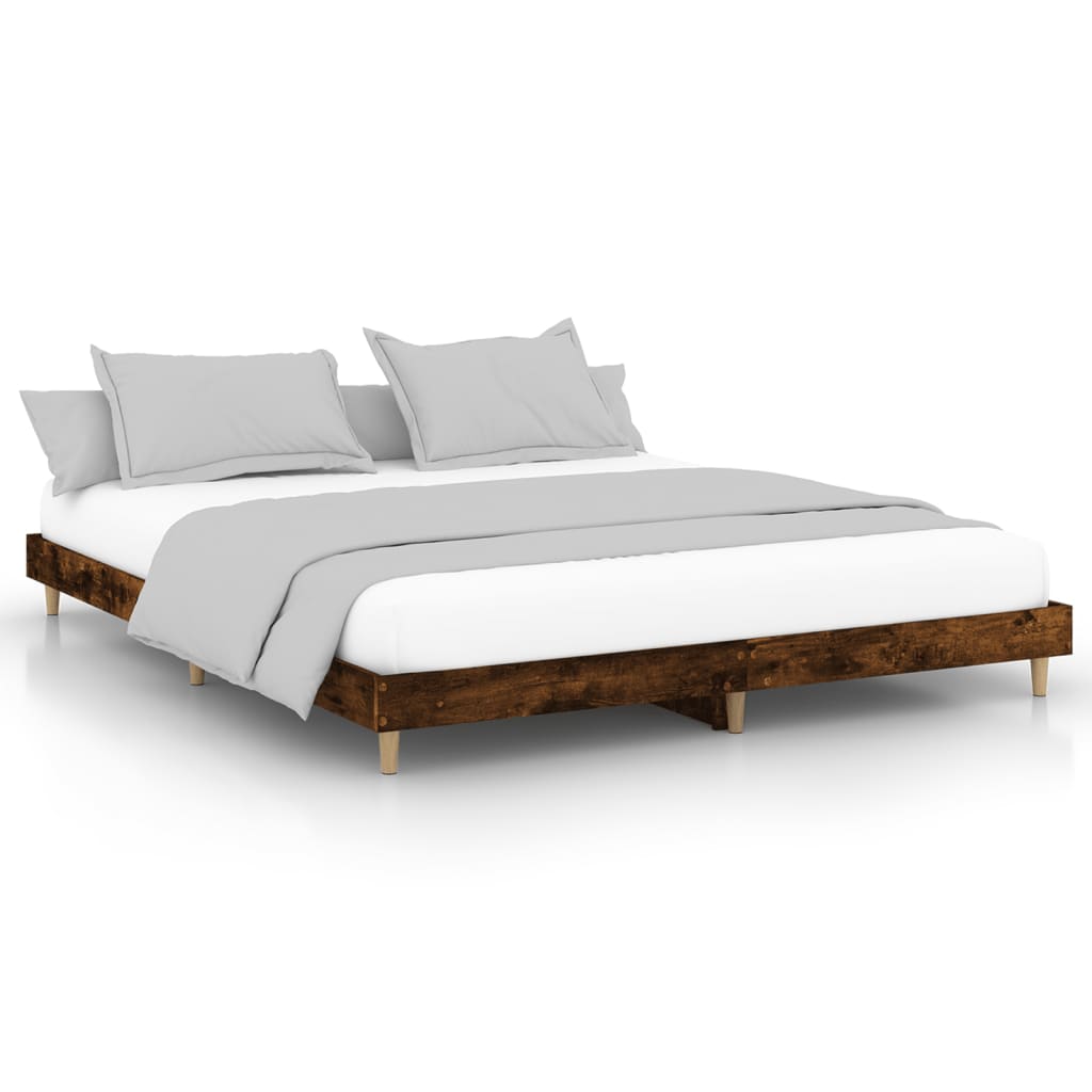 Bed Frame without Mattress Smoked Oak 180x200 cm Super King Engineered Wood