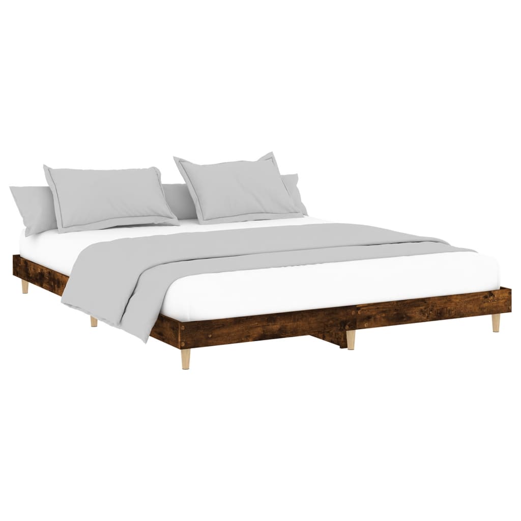 Bed Frame without Mattress Smoked Oak 180x200 cm Super King Engineered Wood