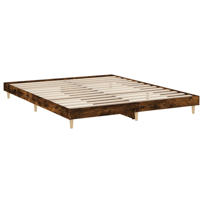 Bed Frame without Mattress Smoked Oak 180x200 cm Super King Engineered Wood