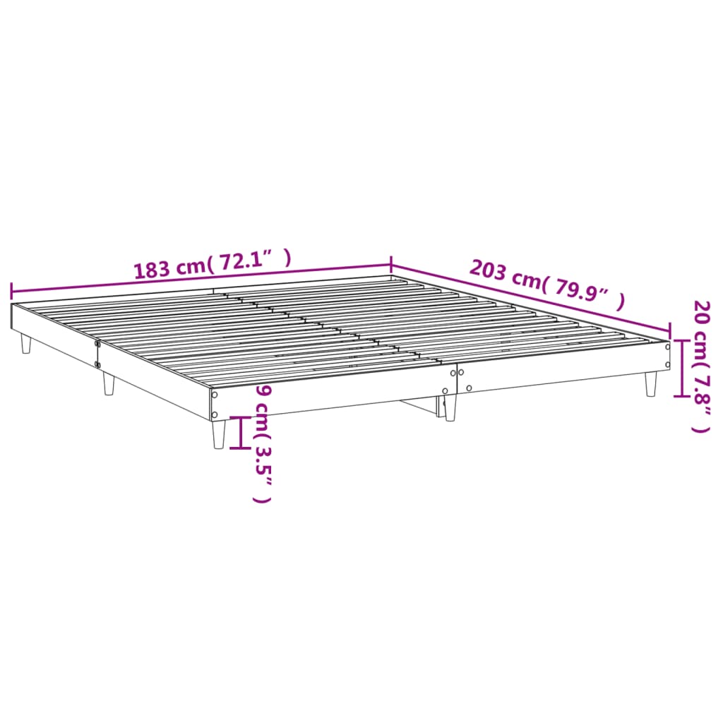 Bed Frame without Mattress Smoked Oak 180x200 cm Super King Engineered Wood