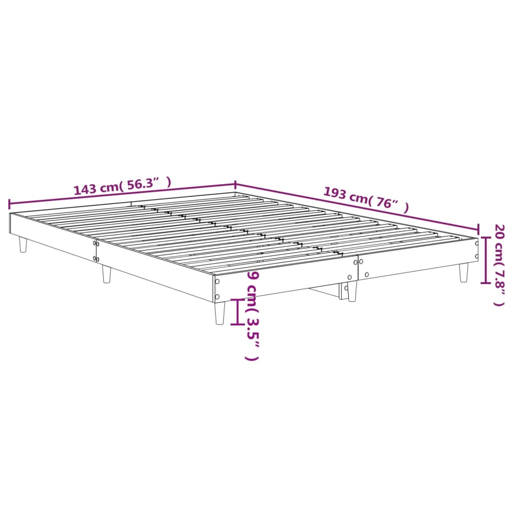 Bed Frame White 140x190 cm Engineered Wood