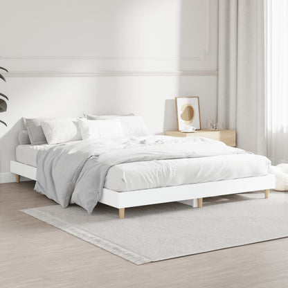 Bed Frame without Mattress White 135x190 cm Double Engineered Wood