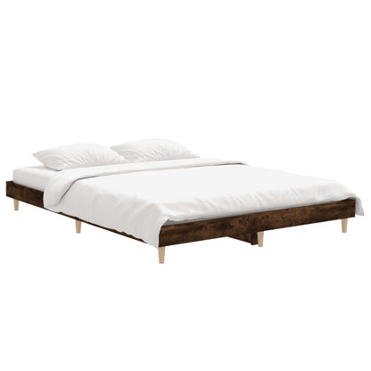 Bed Frame without Mattress Smoked Oak 135x190 cm Double Engineered Wood