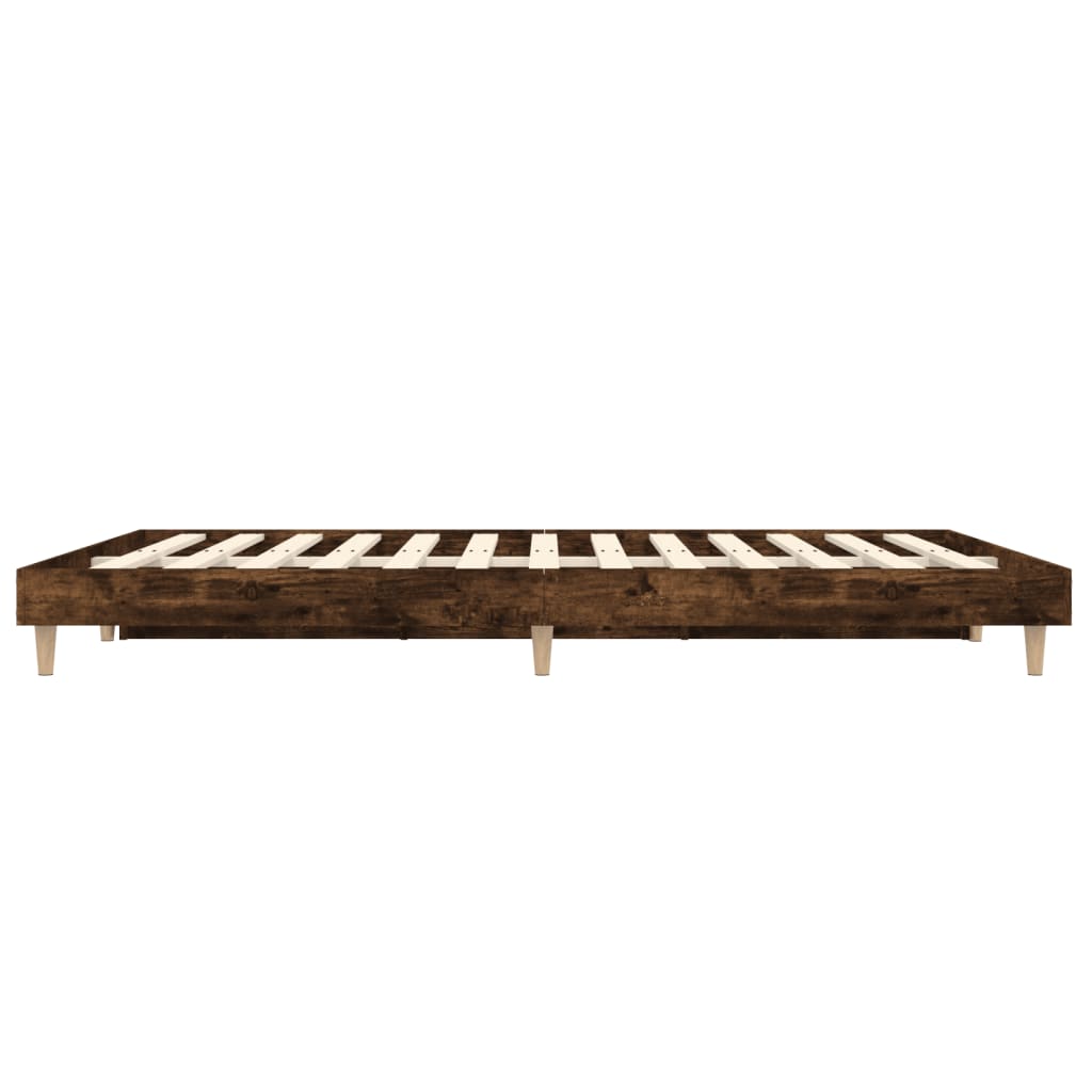 Bed Frame without Mattress Smoked Oak 135x190 cm Double Engineered Wood