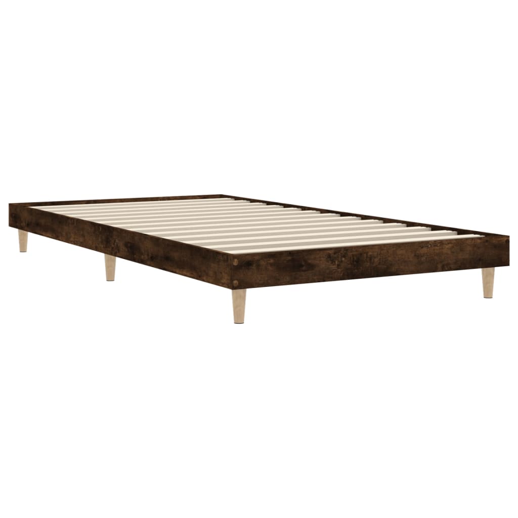 Bed Frame Smoked Oak 90x190 cm Single Engineered Wood