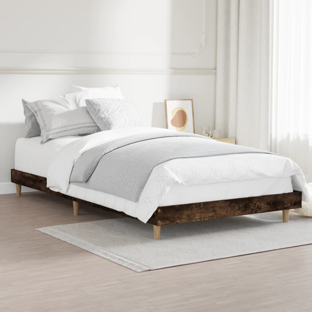 Bed Frame Smoked Oak 90x190 cm Single Engineered Wood