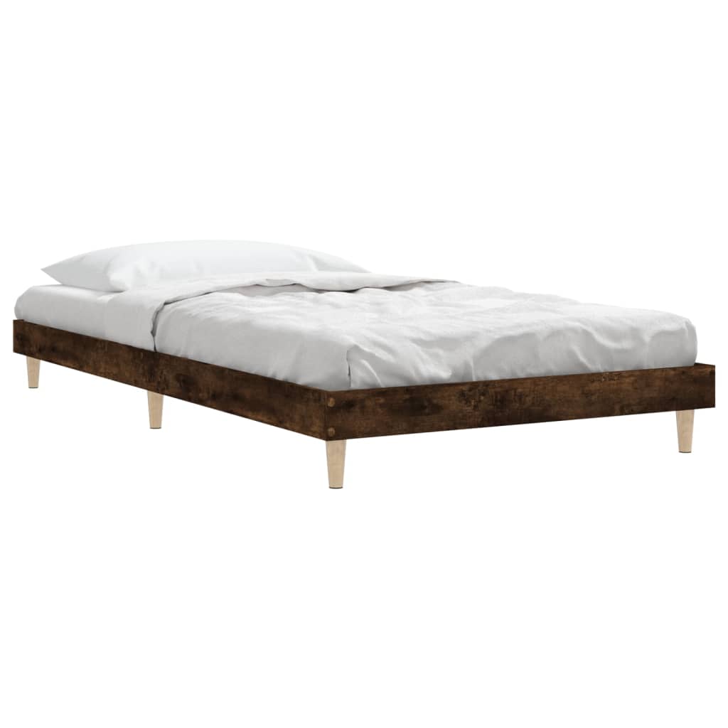 Bed Frame Smoked Oak 90x190 cm Single Engineered Wood