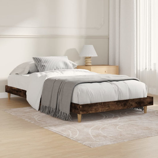 Bed Frame Smoked Oak 90x190 cm Single Engineered Wood