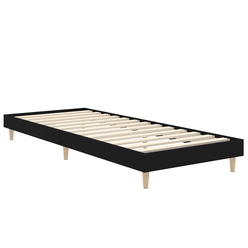 Bed Frame Black 75x190 cm Small Single Engineered Wood