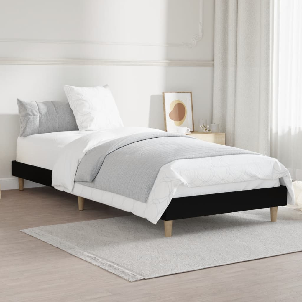 Bed Frame Black 75x190 cm Small Single Engineered Wood