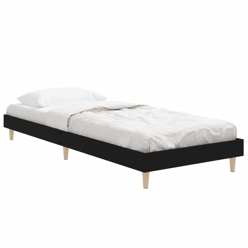 Bed Frame Black 75x190 cm Small Single Engineered Wood