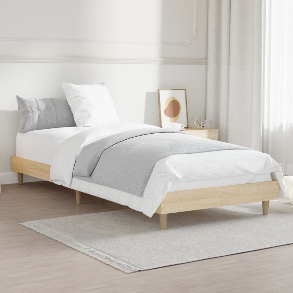 Bed Frame without Mattress Sonoma Oak 75x190 cm Small Single Engineered Wood