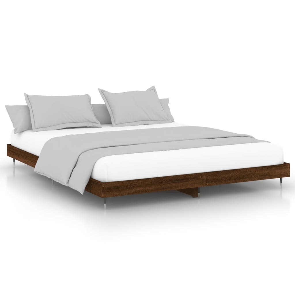 Bed Frame without Mattress Brown Oak 140x200 cm Engineered Wood