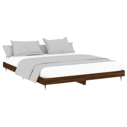 Bed Frame without Mattress Brown Oak 140x200 cm Engineered Wood