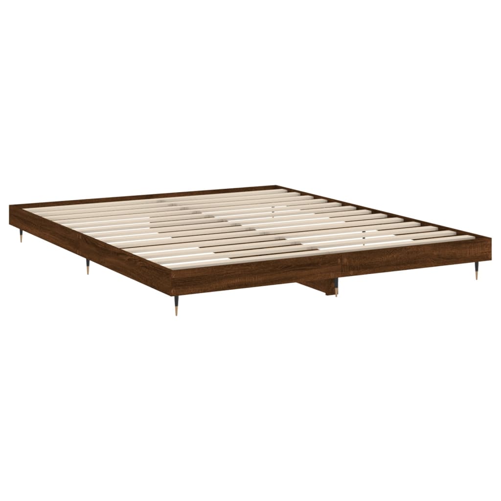 Bed Frame without Mattress Brown Oak 140x200 cm Engineered Wood