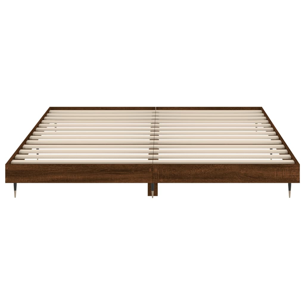 Bed Frame without Mattress Brown Oak 140x200 cm Engineered Wood