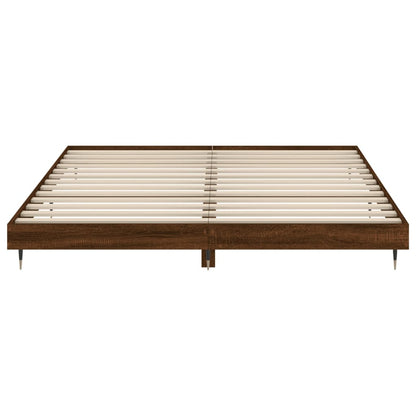 Bed Frame without Mattress Brown Oak 140x200 cm Engineered Wood